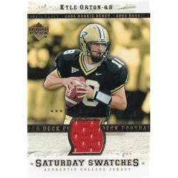 725761 Kyle Orton Player Worn Jersey Patch Purdue Boilermakers 2005 Upper Deck Rookie Debut Saturday Swatches No.SAKO Football Card