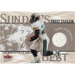 725769 Fred Taylor Player Worn Jersey Patch Jacksonville Jaguars 2001 Fleer Ultra Sundays Best No.FT Football Card