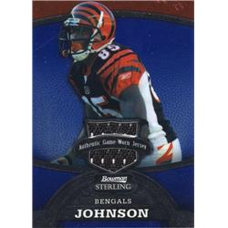 725850 Chad Johnson Player Worn Jersey Patch Cincinnati Bengals 2008 Bowman Sterling No.71 LE 298-349 Football Card