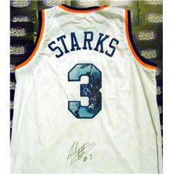 Picture of Autograph Warehouse 726155 John Starks Autographed New York Knicks Steiner CX Hologram White Picture of Dunk on Number Jersey, Large