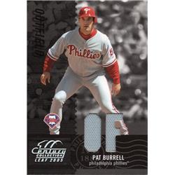 Picture of Autograph Warehouse 654507 Pat Burrell Player Worn Jersey Patch Philadelphia Phillies 2005 Leaf No.99 LE 75-250 Baseball Card