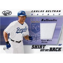 724386 Carlos Beltran Player Worn Jersey Patch Kansas City Royals 2002 Leaf Shirt Off My Back No.SBCB Baseball Card