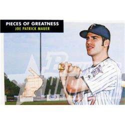 724437 Joe Mauer Player Used Bat Patch Minnesota Twins 2007 Topps Heritage Pieces of Greatness No.PGJM Baseball Card
