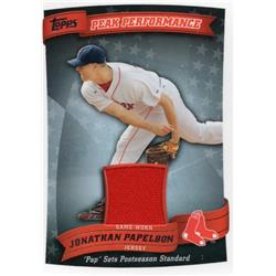 724439 Jonathan Papelbon Player Worn Jersey Patch Boston Red Sox 2010 Topps Peak Performance No.PPRJP Baseball Card