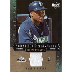 724505 Adrian Beltre Player Worn Jersey Patch Seattle Mariners 2005 Upper Deck Scrapbook Materials No.SMAB Baseball Card