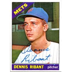 724562 Dennis Ribant Autographed New York Mets, SC 1966 Topps No.241 Baseball Card