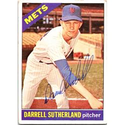724567 Darrell Sutherland Autographed New York Mets, SC 1966 Topps No.191 Baseball Card