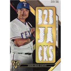 724577 Shin-soo Choo Player Worn Jersey Patch Texas Rangers 2016 Topps Triple Threads No.TTRSC2 LE 18-36 Baseball Card