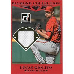 724601 Lucas Giolito Player Worn Jersey Patch Washington Nationals, White Sox 2017 Donruss Diamond Collection No.DCLG Baseball Card