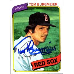 724652 Tom Burgmeier Autographed Boston Red Sox, SC 1980 Topps No.128 Baseball Card