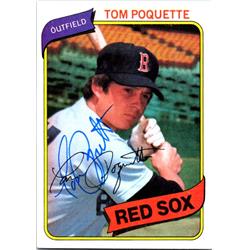724657 Tom Poquette Autographed Boston Red Sox, SC 1980 Topps No.597 Baseball Card