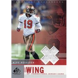 701714 Keyshawn Johnson Player Worn Jersey Patch Tampa Bay Buccaneers 2003 Upper Deck No.F1KJ Football Card