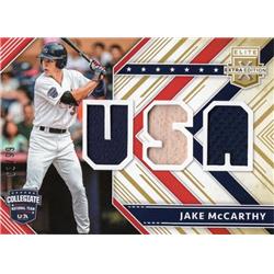 702195 Jake Mccarthy Player Worn Jersey Patch Virginia Cavaliers 2018 Panini Elite Extra Rookie No.USAMJM LE 63-99 Baseball Card