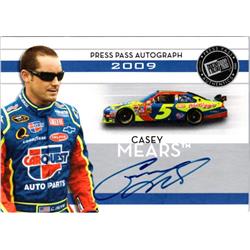 702307 Casey Mears Signed NASCAR Driver, Auto Racing & JZ 2009 Press Pass No.CM Trading Card
