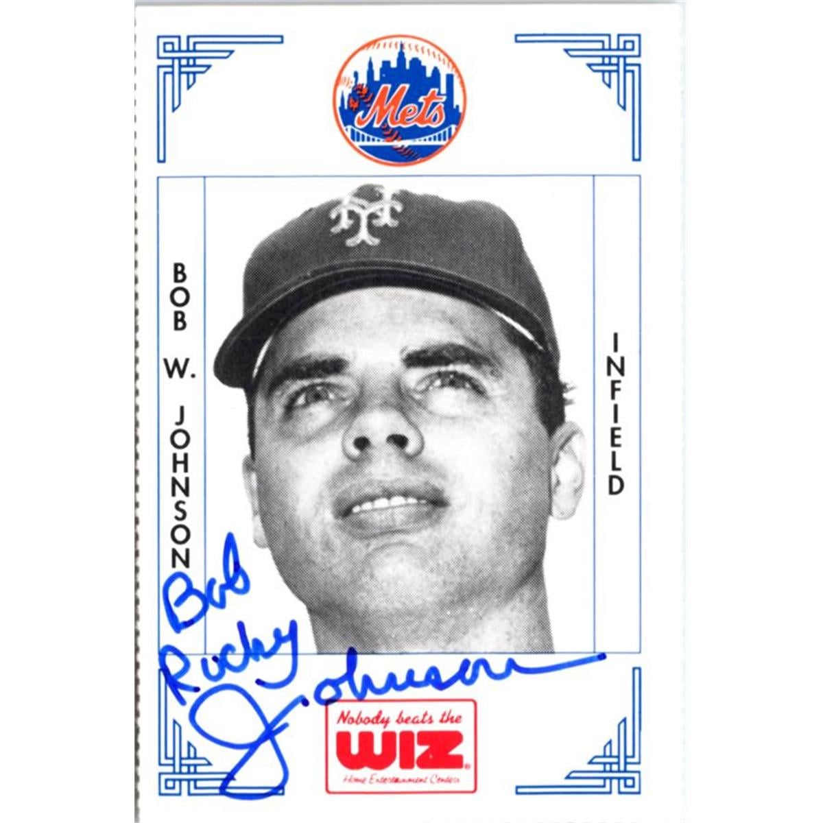 702365 Bob W. Johnson Signed New York Mets 1991 Wiz Mini No.204 Baseball Card