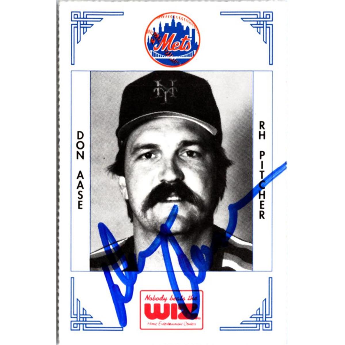 702422 Don Aase Signed New York Mets 1991 Wiz Mini No.1 Baseball Card