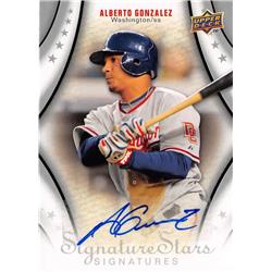 702481 Alberto Gonzalez Signed Washington Nationals 2009 Upper Deck No.139 Baseball Card