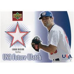 702579 Conor Jackson Player Worn Jersey Patch Team USA 2003 Upper Deck Future Watch Rookie No.USCJ Baseball Card