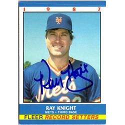 702620 Ray Knight Signed New York Mets 1987 Fleer Record Setters No.18 Baseball Card