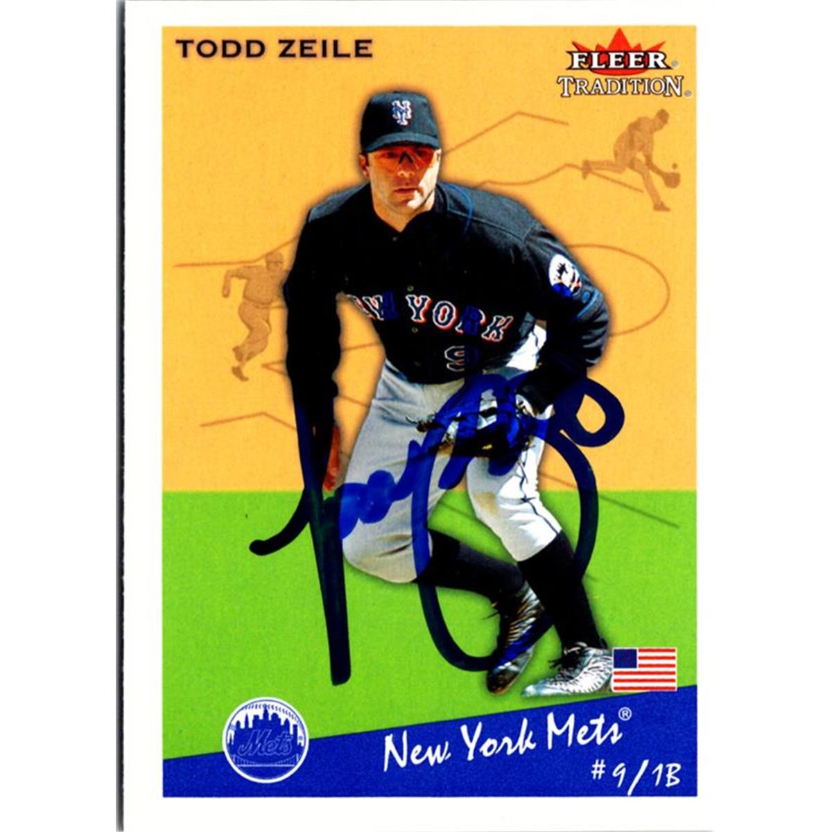 702654 Todd Zeile Signed New York Mets 2002 Fleer Tradition No.187 Baseball Card