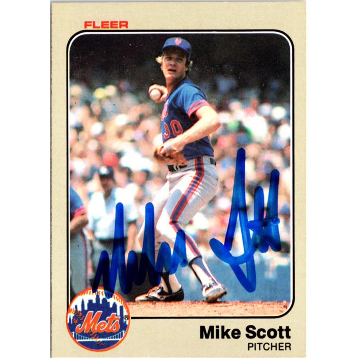 702686 Mike Scott Signed New York Mets 1983 Fleer No.554 Baseball Card