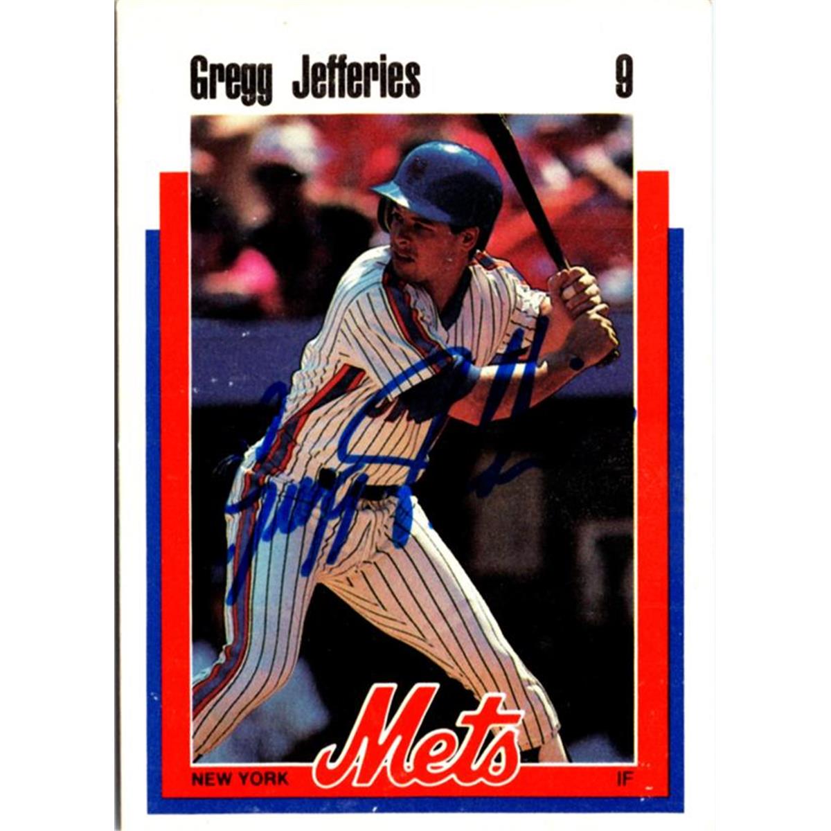 702851 Gregg Jefferies Signed New York Mets 1989 Kahns No.9 Baseball Card