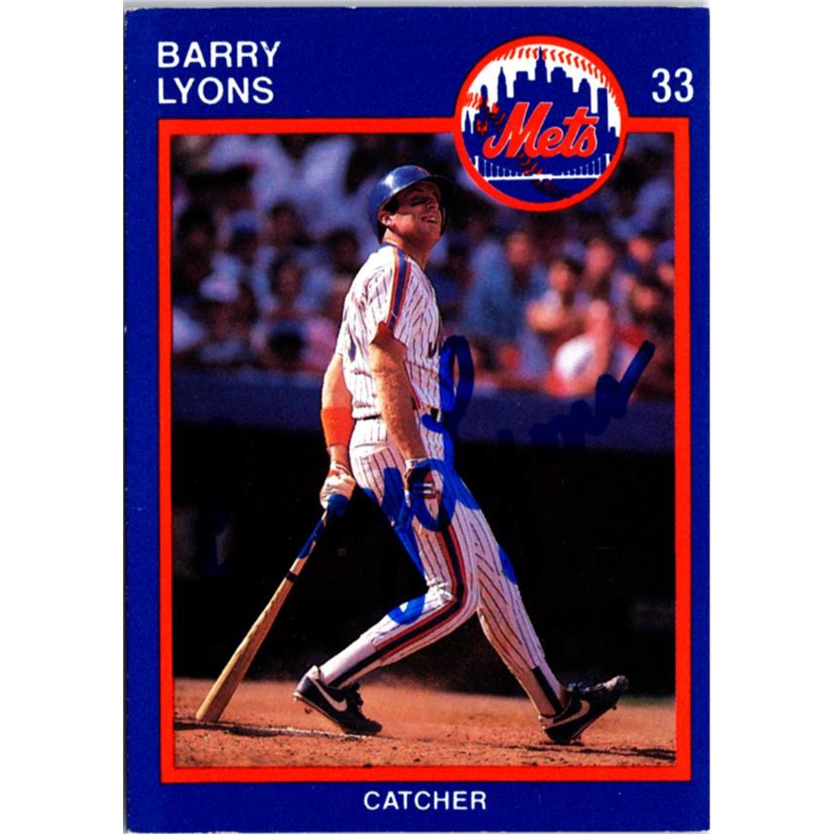 702854 Barry Lyons Signed New York Mets 1988 Kahns No.33 Baseball Card