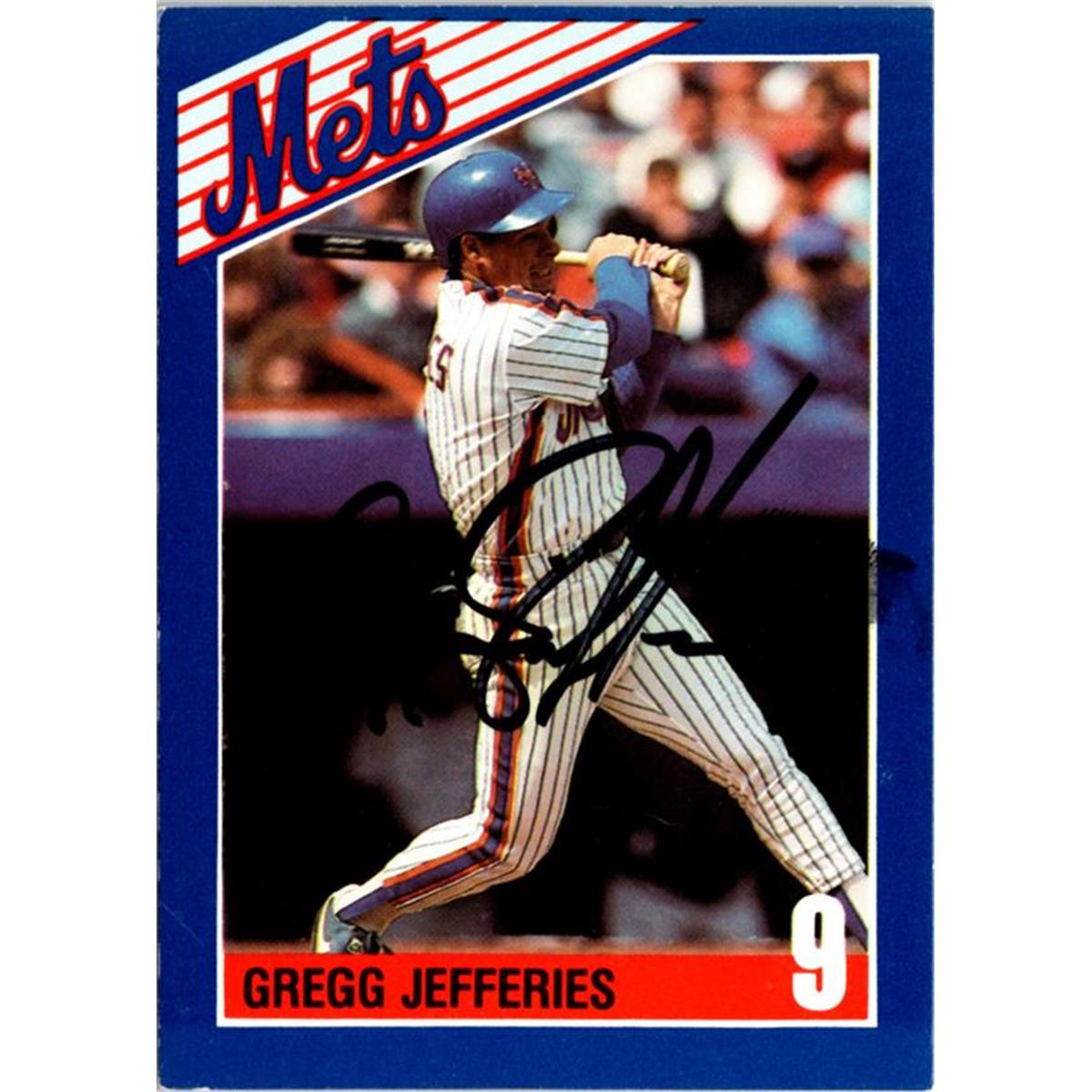 702857 Gregg Jefferies Signed New York Mets 1990 Kahns No.9 Baseball Card