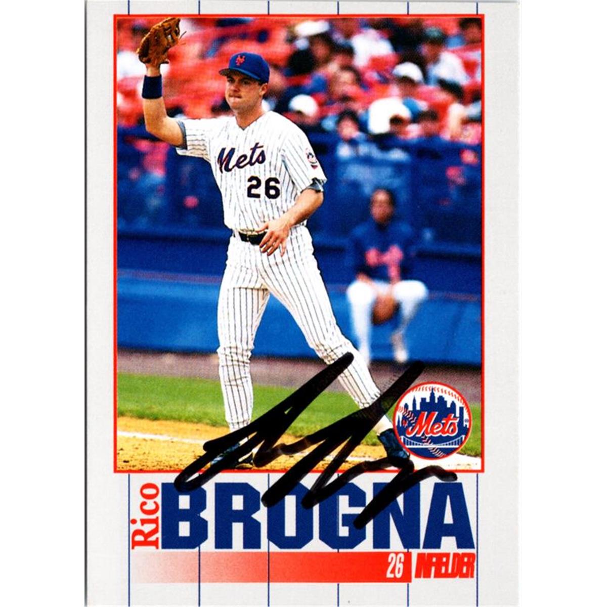 702897 Rico Brogna Signed New York Mets 1995 Kahns No.26 Baseball Card