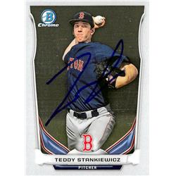 702956 Teddy Stankiewicz Signed Boston Red Sox, JZ 2014 Bowman Chrome Rookie No.BCP25 Baseball Card