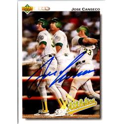 703134 Jose Canseco Signed Oakland Athletics 1992 Upper Deck No.333 Baseball Card