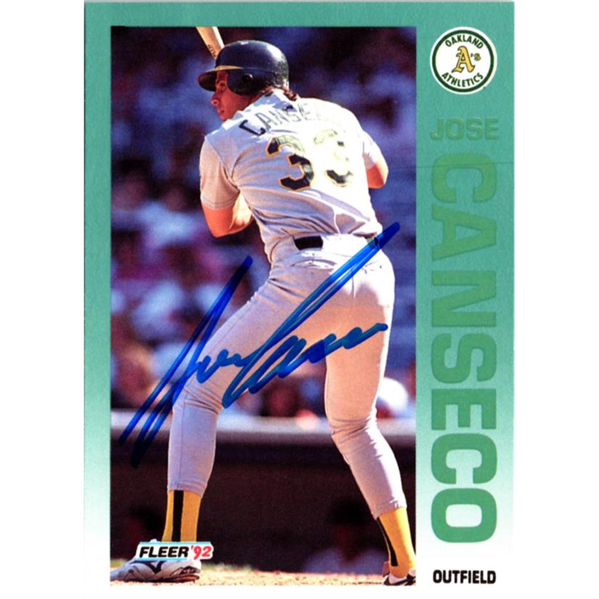 703158 Jose Canseco Signed Oakland Athletics 1992 Fleer No.252 Baseball Card