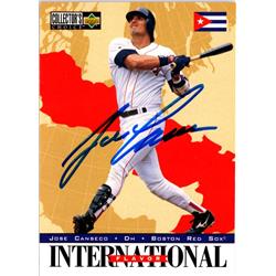 703190 Jose Canseco Signed Boston Red Sox 1995 Upper Deck International No.327 Baseball Card
