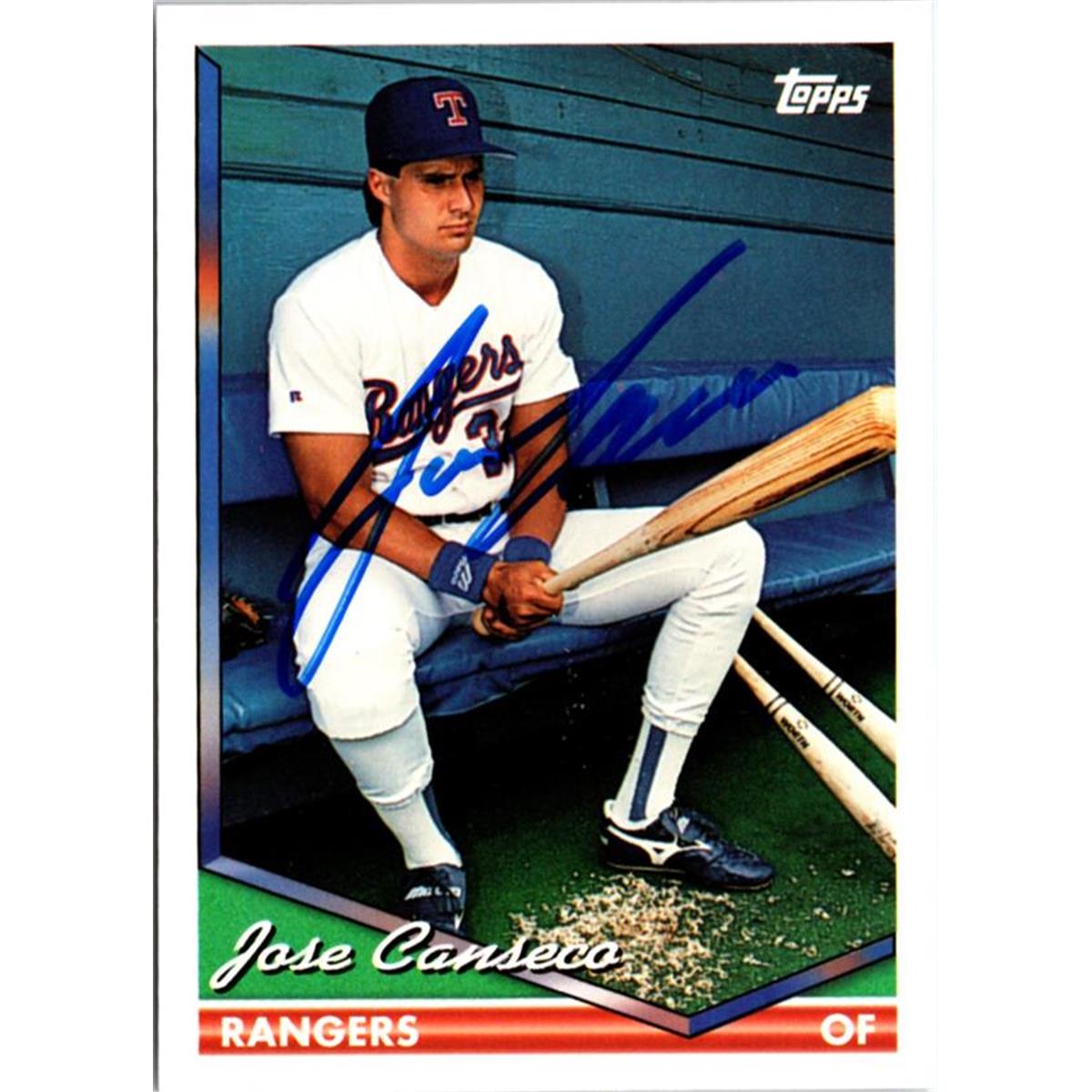 Jose Canseco Signed Texas Rangers 194 Topps No.80 Baseball Card