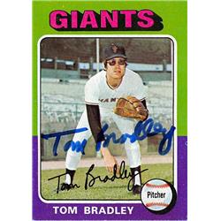 703268 Tom Bradley Signed San Francisco Giants 1975 Topps Mini No.179 Baseball Card