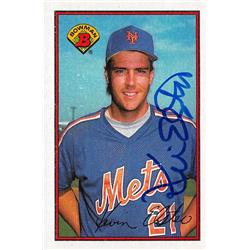 703277 Kevin Elster Autographed New York Mets 1989 Topps Bowman No.383 Baseball Card