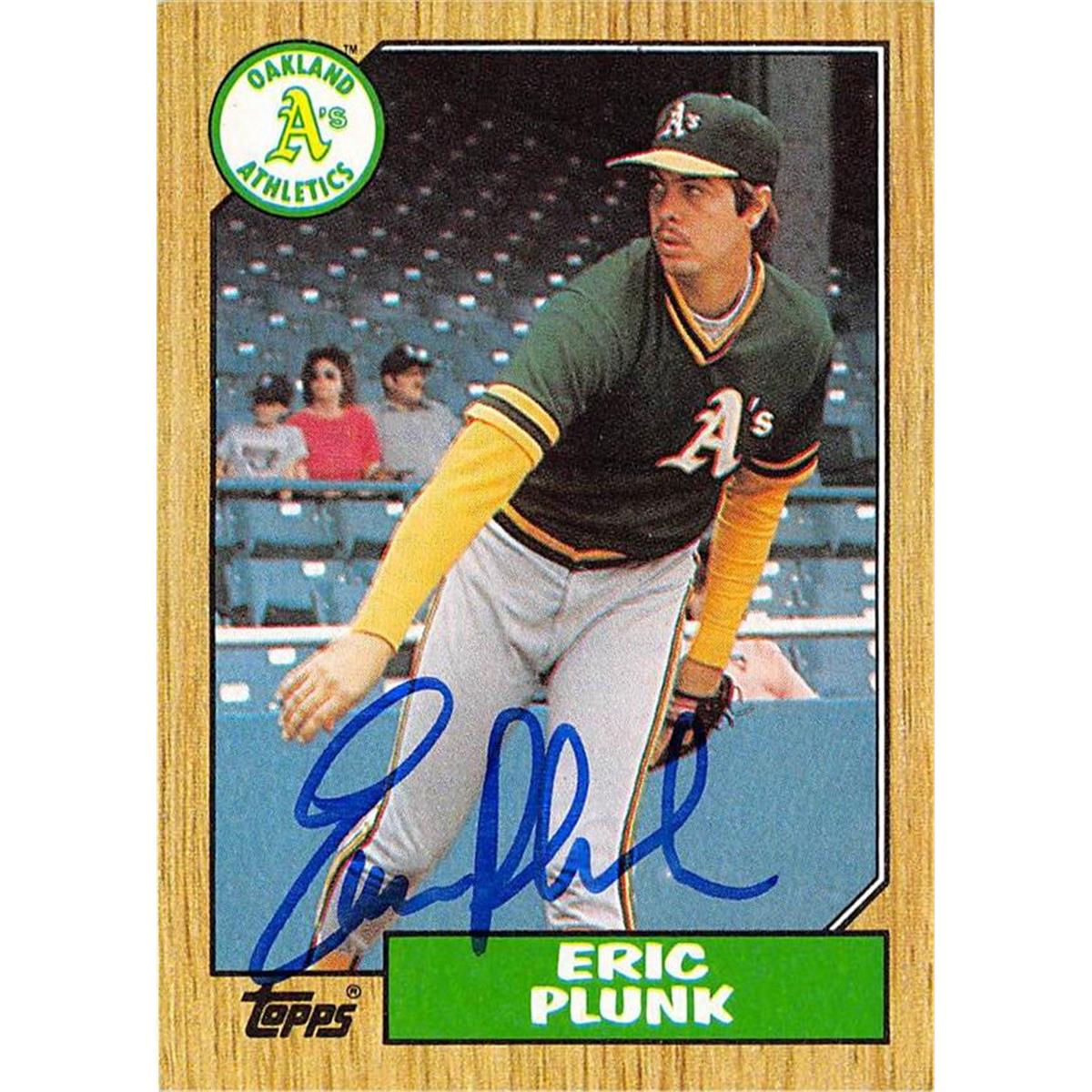 703300 Eric Plunk Signed Oakland Athletics 1987 Topps No.587 Baseball Card