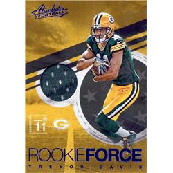 703431 Trevor Davis Player Worn Jersey Patch Green Bay Packers 2016 Panini Absolute Rookie Force No.36 Football Card