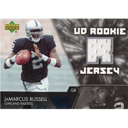 Autograph Warehouse 703439 Jamarcus Russell Player Worn Jersey Patch Oakland Raiders 2007 Upper Deck Rookie No.UDRJJR Football Card