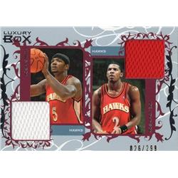703601 Josh Smith & Joe Johnson Player Worn Jersey Patch Atlanta Hawks 2007 Topps Luxury Box No.CDRSJ LE 26-299 Basketball Card