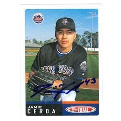 585903 Jaime Cerda Autographed New York Mets 2002 Topps Total No.161 Baseball Card