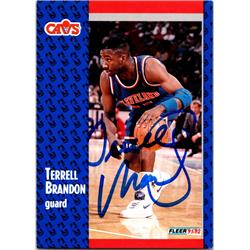 700305 Terrell Brandon Autographed Cleveland Cavaliers, SC 1992 Fleer No.262 Basketball Card