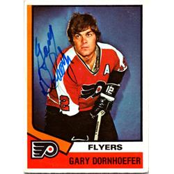 700453 Gary Dornhoefer Autographed Philadelphia Flyers, SC 1974 O-Pee-Chee No.44 Hockey Card
