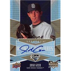 700572 Josh Geer Autographed San Diego Padres 2009 Upper Deck Spectrum Rookie No.114 Baseball Card
