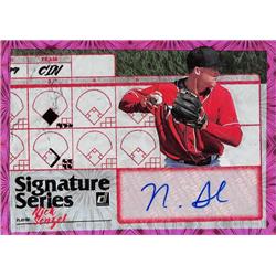 700649 Nick Senzel Autographed Cincinnati Reds 2019 Donruss Pink Refractor No.SSNS Baseball Card