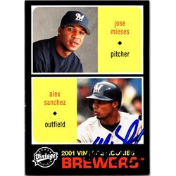 700705 Alex Sanchez Autographed Milwaukee Brewers, JZ 2001 Upper Deck Vintage Rookies No.152 Baseball Card