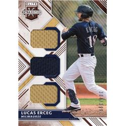 700788 Lucas Erceg Player Worn Jersey Patch Milwaukee Brewers 2016 Panini Elite Extra Rookie No.TMLE LE 304-399 Baseball Card