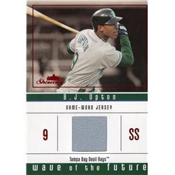 700804 B.J. Upton Player Worn Jersey Patch Tampa Bay Rays 2005 Fleer Showcase No.WFBU LE 575-610 Baseball Card