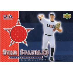 700816 Kyle Sleeth Player Worn Jersey Patch Team USA 2002 Upper Deck Star Spangled No.SSKS Baseball Card