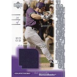 700825 Luis Gonzalez Player Worn Jersey Patch Arizona Diamondbacks 2002 Upper Deck Ovation No.LPLG Baseball Card